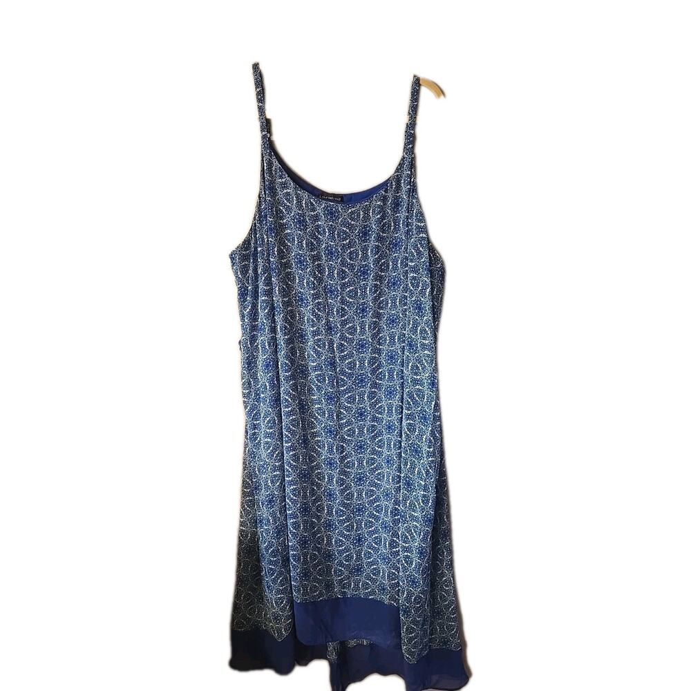 Lane Bryant Blue Floral Medallion Flowy Sleeveless Midi Dress Womans Size 26/28